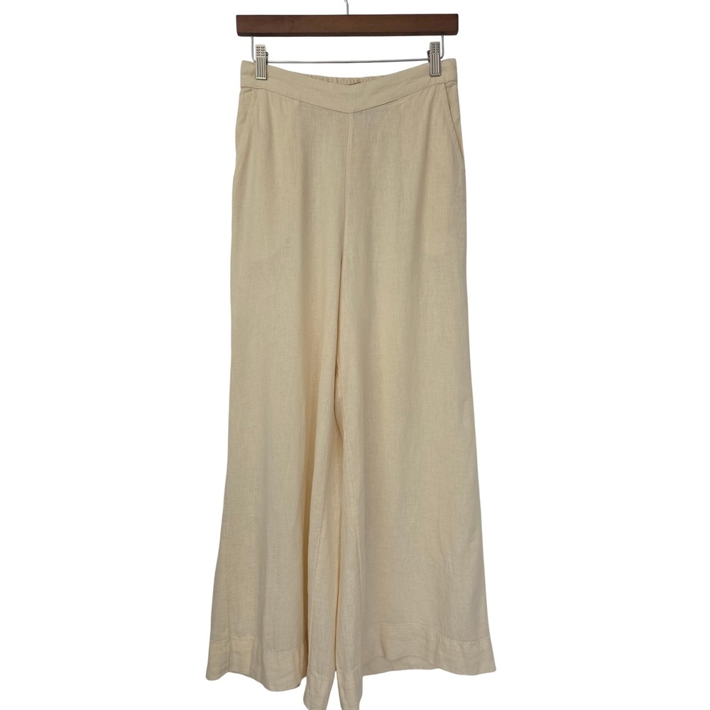 Free People Free-est Sightseerer Wide Leg Linen Blend Pants Womens S Beige